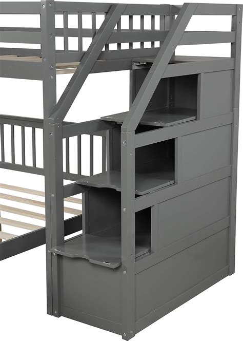 Buy Kupet Twin Over Full Loft Bed Stairway Bunk Beds Storage