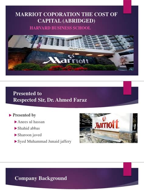 Case Study Marriot Ppts Pdf Cost Of Capital Capital Structure