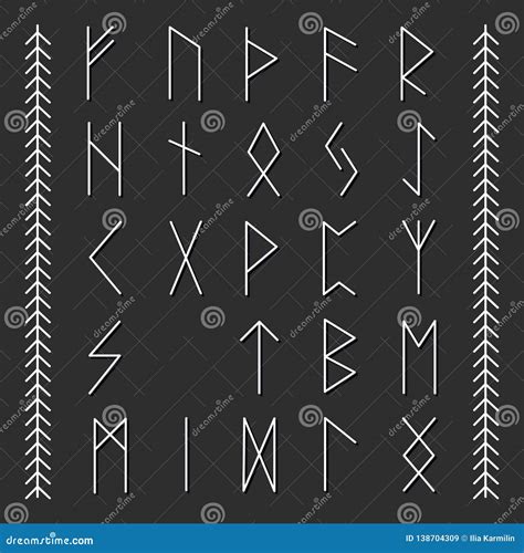 Set Of Old Norse Scandinavian Runes Runic Alphabet Futhark Stock