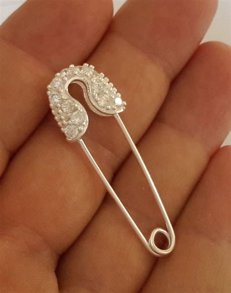 1 Solid Sterling Silver 925 Safety Pin Bail Nappy Pin Diaper Etsy