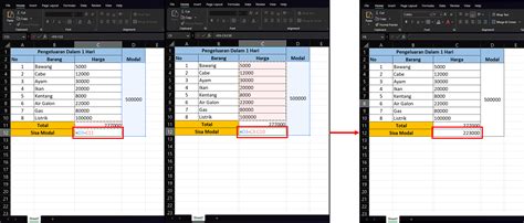 cara menghitung pengurangan di excel 8