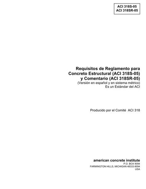 Requisitos De Reglamento Para Concreto Estructural Aci Inti