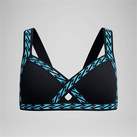 Women S Flu Nte Logo Elastic Bikini Top Black Speedo Uk