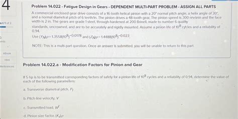 Solved Problem 14 022 Fatigue Design In Gears Dependent