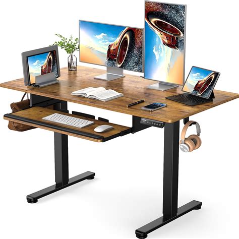 Free Shipping! Electric Standing Desk with Keyboard Tray 48 x 24 inches Height Adjustable Gaming ...