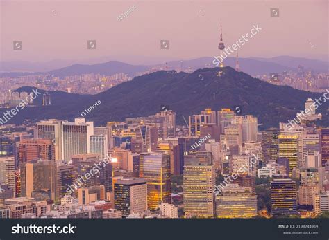 Downtown Seoul City Skyline Cityscape South Stock Photo 2198744969