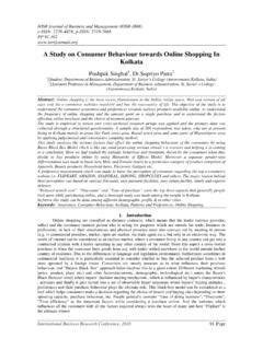 A Study On Consumer Behaviour Towards Online Shopping In A Study