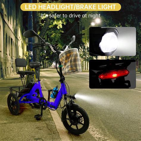 Foldable 3-Wheel Electric Tricycle 350W 48V Electric Trike With Front ...