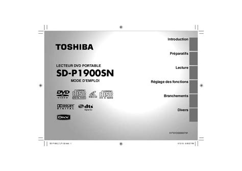 Notice TOSHIBA SD P1900 Lecteur Dvd Blu Ray Portable Trouver Une