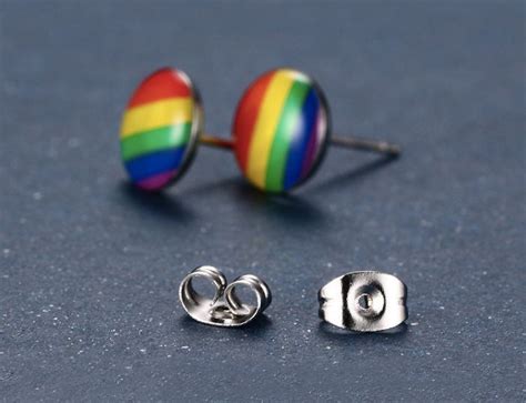 Rainbow Stud Earrings Pride Stud Earrings Lgbt Earrings Etsy