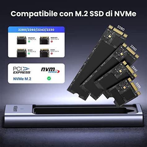 Ugreen Case Esterno Per Ssd M Nvme Pcie Usb C Gen Gbps Uasp