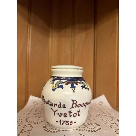 Moutarde Bocquet Dining Vintage French Mustard Jar Milk Glass