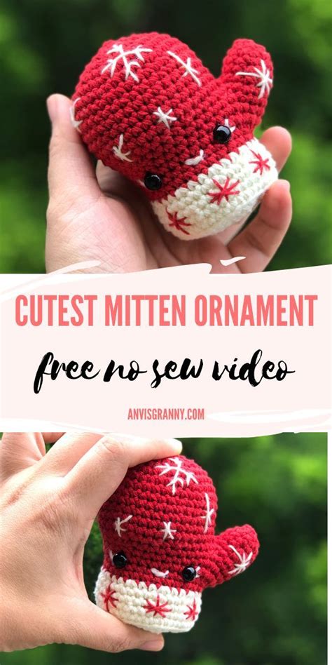 How To Crochet Christmas Mitten Ornament No Sew Free Amigurumi Pattern