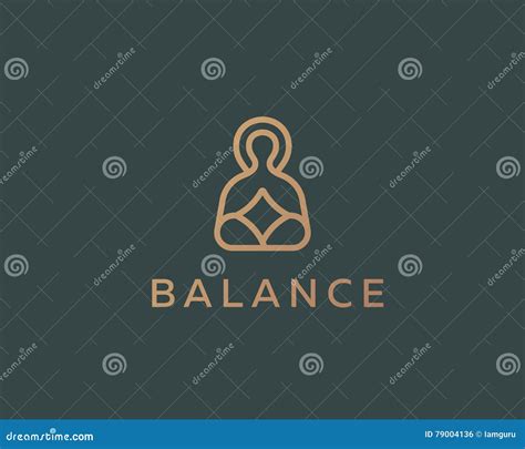 Meditation Yoga Linear Logo Design Zen Balance Vector Logotype Stock