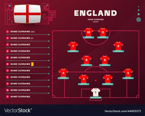 England line-up world football 2022 tournament Vector Image