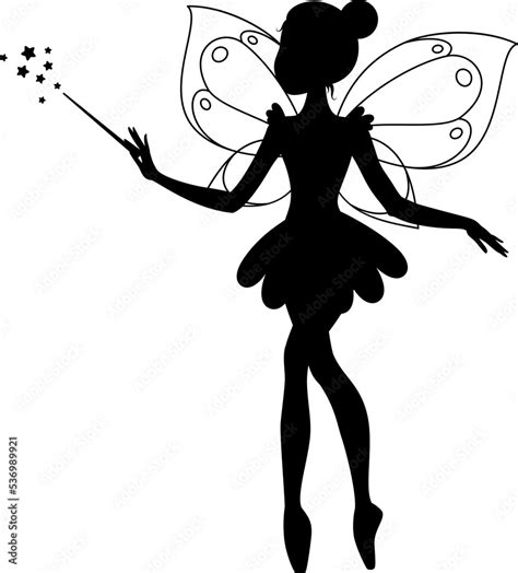 Winged Fairy Silhouette Illustration Of A Ballet Dancing Fairy In The