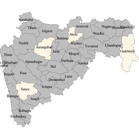 Map Of Maharashtra Highlighting Four Study Districts Download