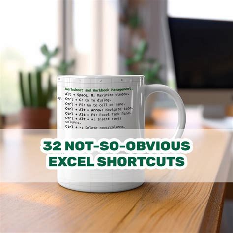 Excel Shortcuts Mug Excel White Glossy Mug Accountant Office Coffee