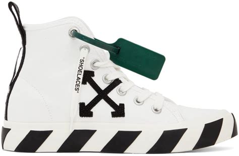 Off White White Mid Top Vulcanized Sneakers SSENSE UK