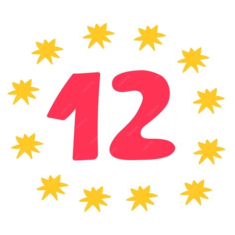 Educación Para Niños Número 12 Pequeñas Estrellas Diseño Gráfico