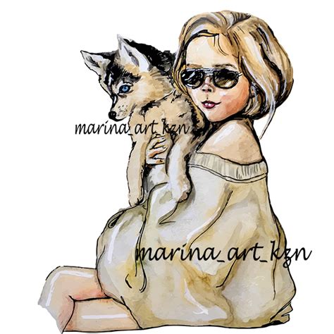 Иллюстрация Девочка с собачкой в стиле 2d | Illustrators.ru