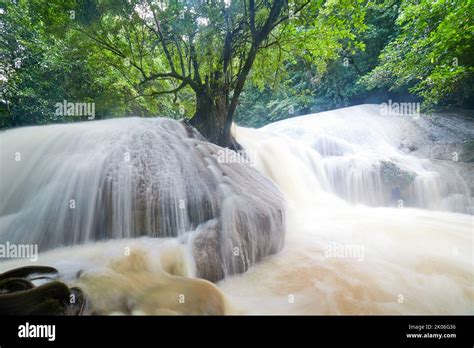 beautiful waterfall  rainy season stock photo alamy