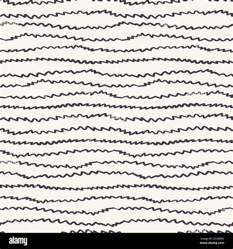 Seamless Pattern Hand Drawn Ornamental Striped Zig Zag Lines Background