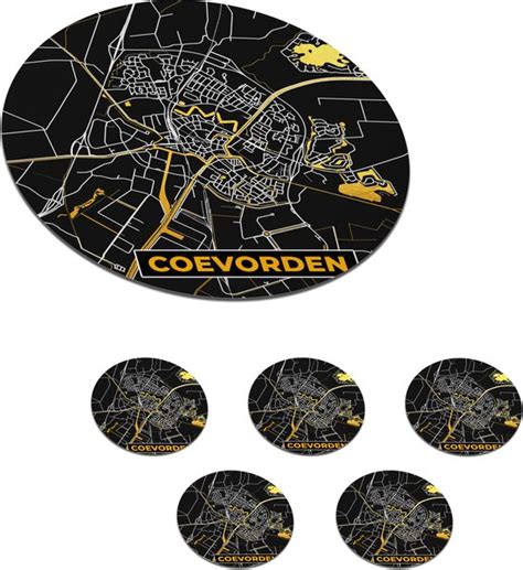 Onderzetters Voor Glazen Rond Coevorden Plattegrond Stadskaart