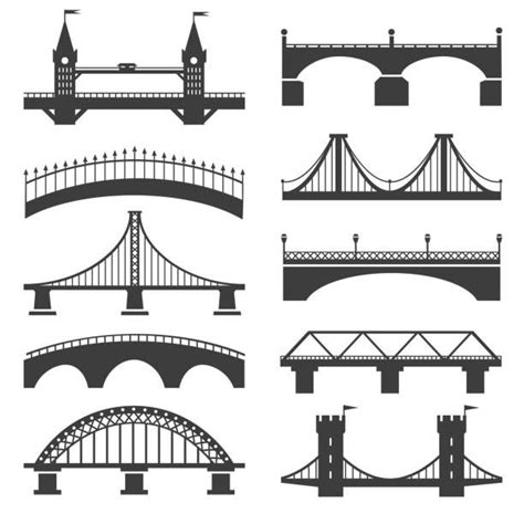 Bridge Icons Bridges Vector Silhouettes With Pillars And Bridging