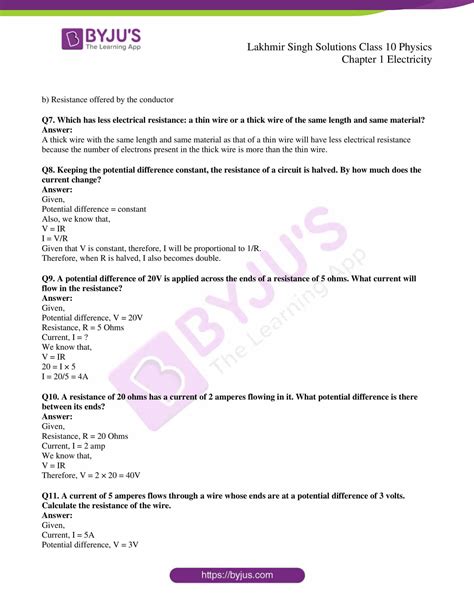 Lakhmir Singh Physics Class Solutions For Chapter Electricity