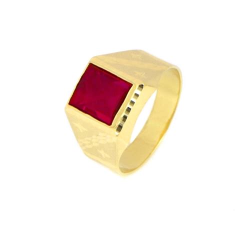 Venta Anillo De Plata Con Piedra Roja Para Hombre En Stock