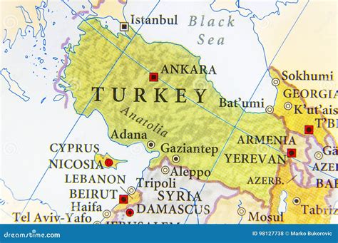 Geographic Map of Turkey with Important Cities Stock Photo - Image of ...