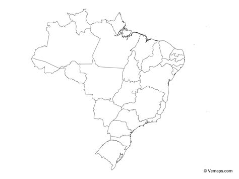 Outline Map Of Brazil With States Free Vector Maps Map Outline Map ...