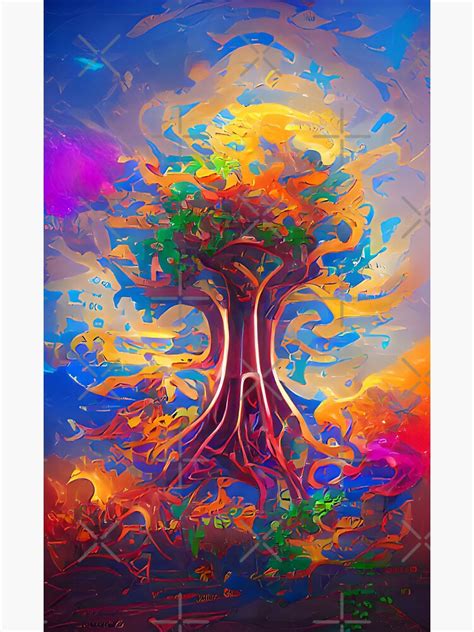 "Garden of Eden Fantasy Tree Vivid Digital Painting #8" Sticker by MoMoY-GeMoY | Redbubble