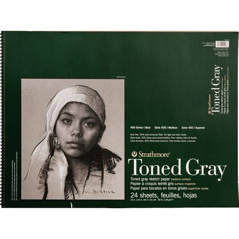 Strathmore Toned Sketch Paper Pad 18x24 80lb Toned Gray 24 Sheets