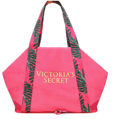 Victorias Secret Pink Palm Tropical Tote Packable Foldable Nwt