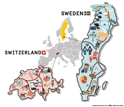 Switzerland And Sweden Map - Sheri Dorolice