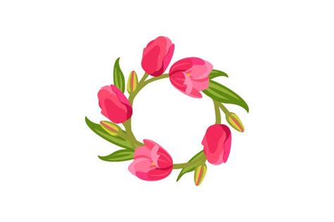 Tulips Wreath Svg Cut File By Creative Fabrica Crafts · Creative Fabrica