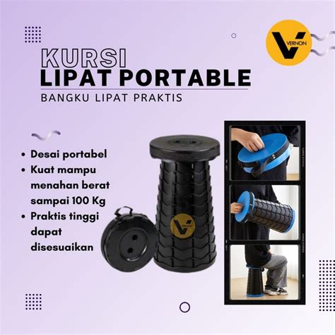 Jual Kursi Lipat Bulat Portable Telescopic Bangku Lipat Piknik Praktis