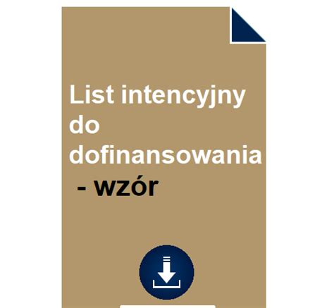 List Intencyjny Do Dofinansowania Wz R Pobierz