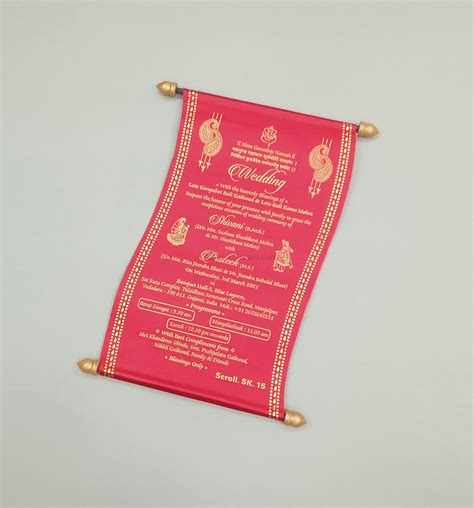 Royal Scroll Invitation Card in Satin Fabric | Farman Cards | Jimit Card