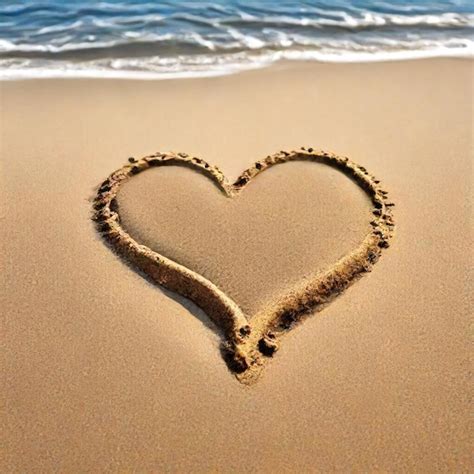 A Heart Drawn In The Sand On A Beach Premium Ai Generated Image