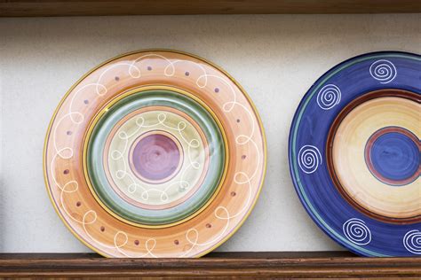 Colorful Patterned Ceramic Dinner Plates Free Stock Image