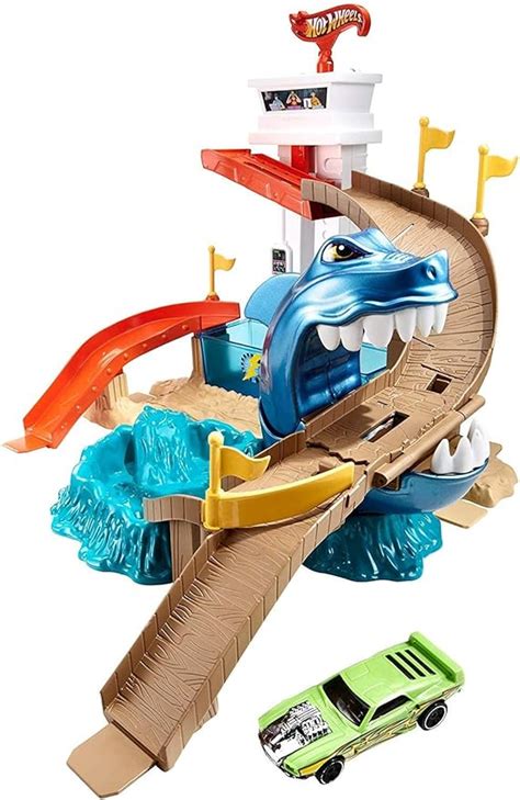 Hot Wheels Playset Lo Squalo Sta Attaccando Pista Con Macchinina