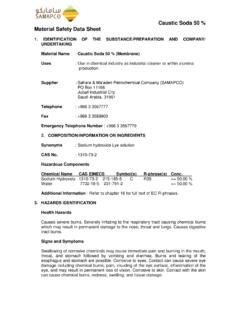 Caustic Soda 50 Material Safety Data Sheet Caustic Soda 50 Material