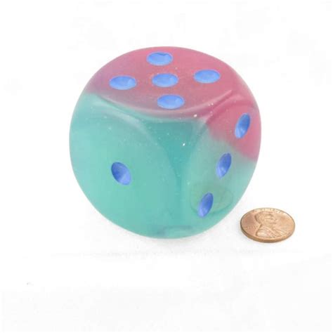 Gel Green And Pink Gemini Luminary Die With Blue Pips D6 50mm 1 97in Pack Of 1 Chessex