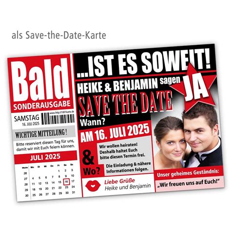 Einladungskarten Hochzeit Zeitung Personalisiert Mit Ihrem Bild Text