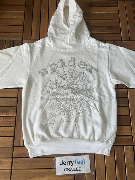 Spider Worldwide Spider Worldwide Sp5der Og Rhinestone Hoodie White