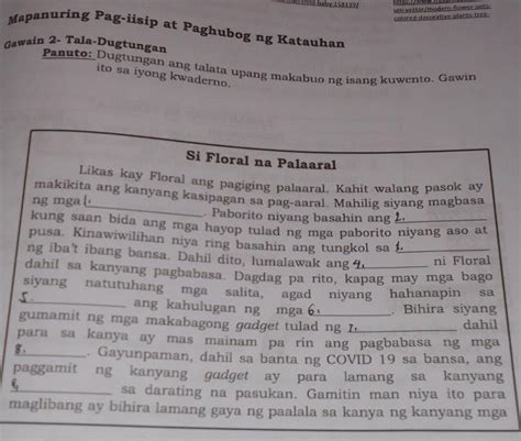 Dugtungan Ang Talata Upang Makabuo Ng Isang Kuwento Gawin Ito Sa Iyong