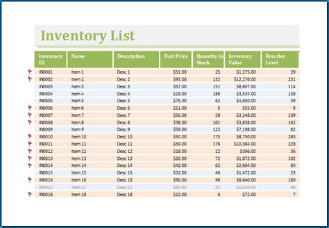 √ Free Printable Excel Inventory Template